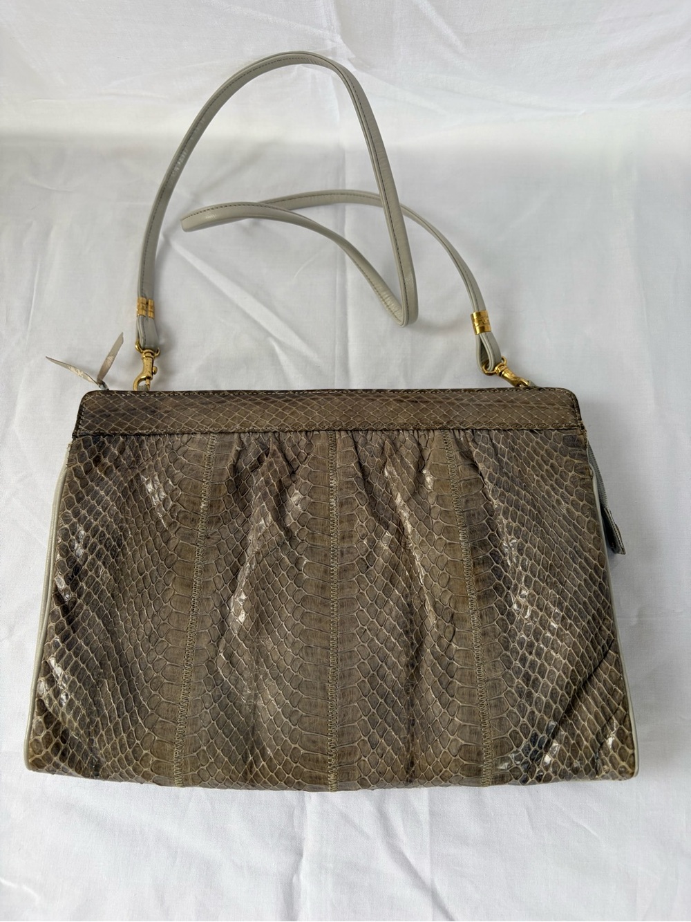 Vintage Coret Genuine Python Snakeskin Convertible Crossbody Shoulder Clutch Bag